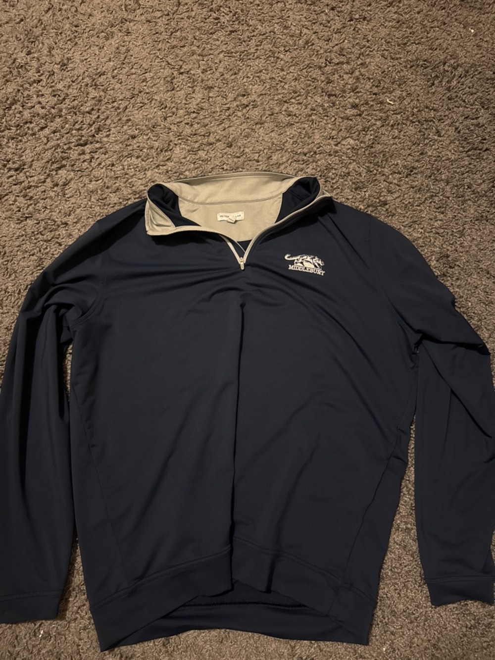 Peter Millar Navy Quarter-Zip Pullover with Cream Collar